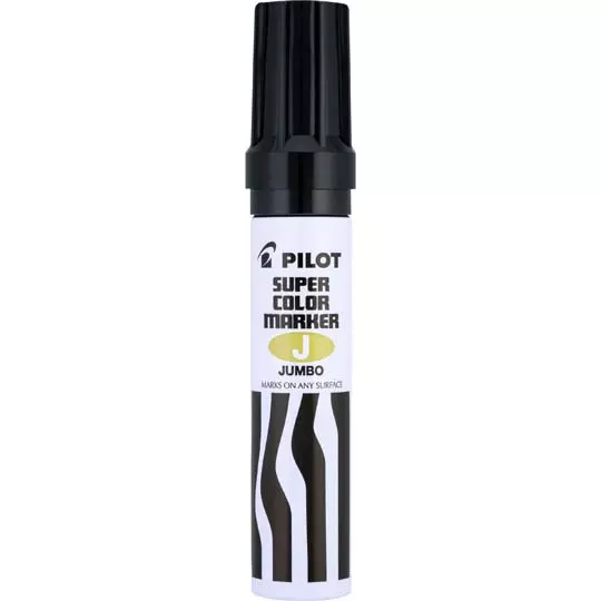 Marcador permanente Jumbo Pilot punta cincel hasta 12.5 mm, negro, caja c/12 pzs