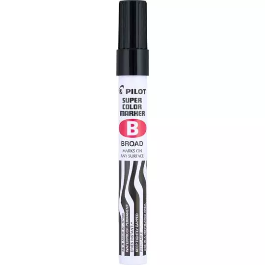Marcador permanente SCB Pilot punta cincel, línea fina/gruesa, negro, 12 piezas