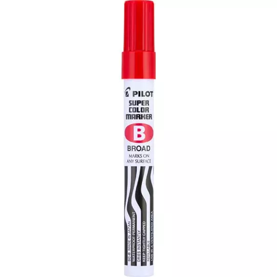 LM-Marcador permanente SCB Pilot punta cincel, línea fina/gruesa, rojo, 12 pieza