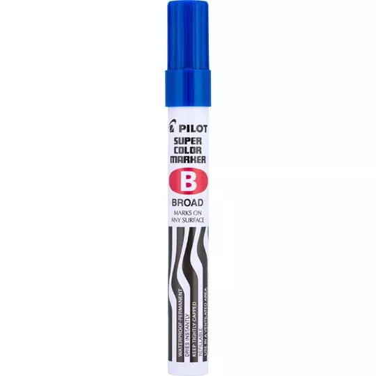 LM-Marcador permanente SCB Pilot punta cincel, línea fina/gruesa, azul, 12 pieza