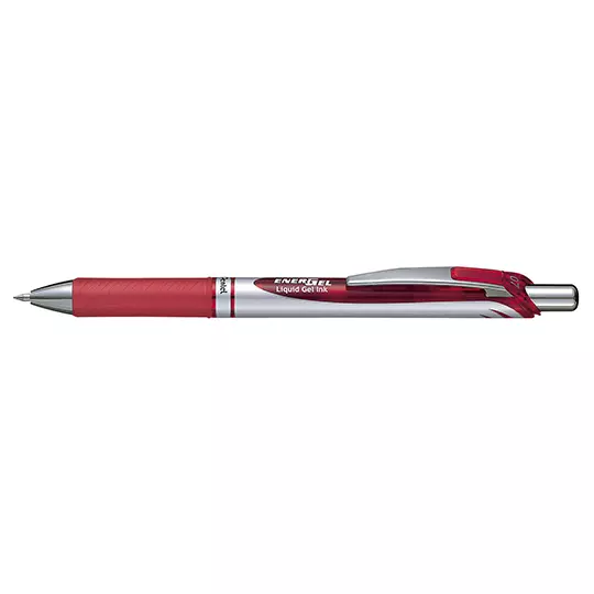 Bolígrafo retractil Pentel Energel rojo punto  0.7 mm caja con 12 pz.