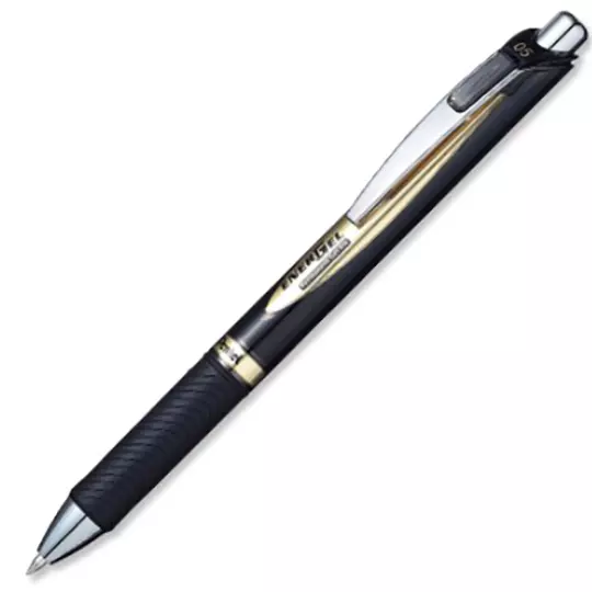 Boligrafo retractil antifraude Pentel Energel negro punto 0.5 caja con 12 pz