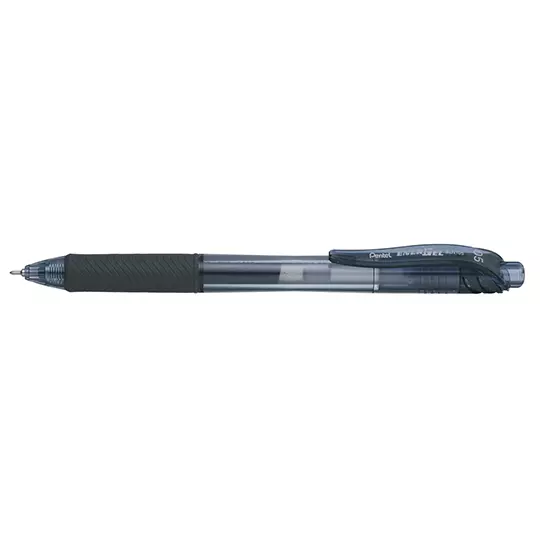 Bolígrafo retractil Pentel Energel negro, punto  0.5 mm caja con 12 pz.