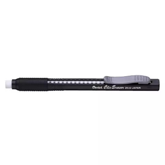 Goma clic erases grip Pentel negra caja 12 pz