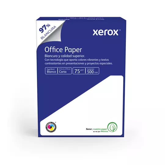 Caja de papel bond Azul Xerox tamaño carta 97% de blancura 75gr.