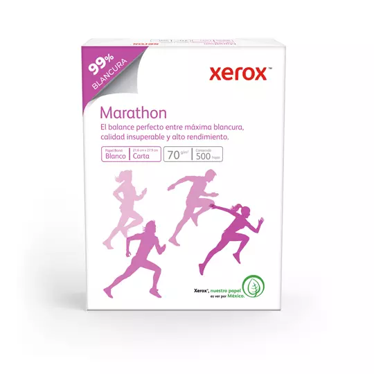 Caja de papel bond Marathon Xerox Pony tamaño carta 99% de blancura 70gr.