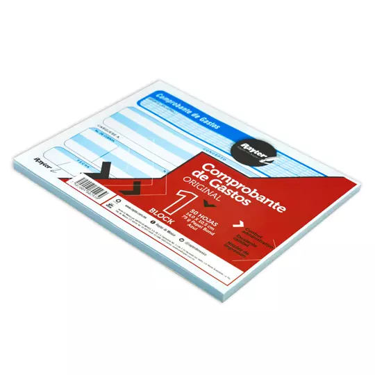 Comprobante de gastos Rayter, 1/4 de carta, color azul, block 50 hojas
