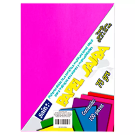 Paquete de hojas de color saira tamaño carta  rosa fluorescente  75 grs 100 hoja