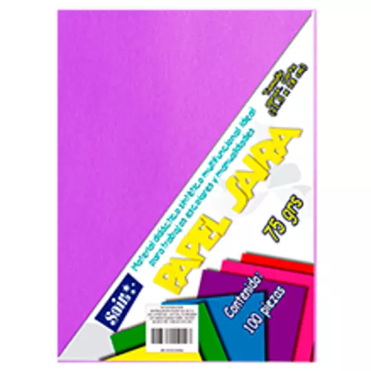 Paquete de hojas de color saira tamaño carta  morado 75 grs 100 hojas