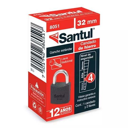 Candado de hierro santul de 32mm.  más 2llaves