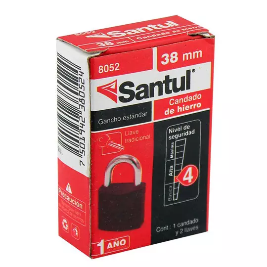 Candado de hierro santul de 38mm.  más 2llaves