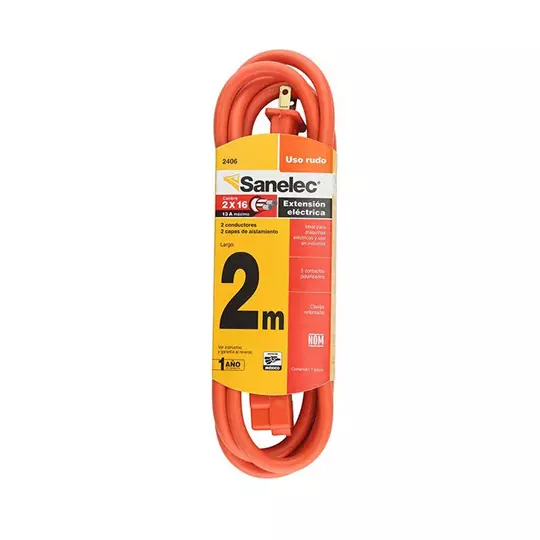Extensión de uso rudo  Santul 2 m naranja 2x16 AWG
