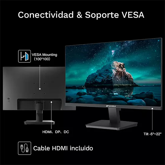 Monitor SANSUI de 27 Pulgadas FHD 1080p USB Tipo C