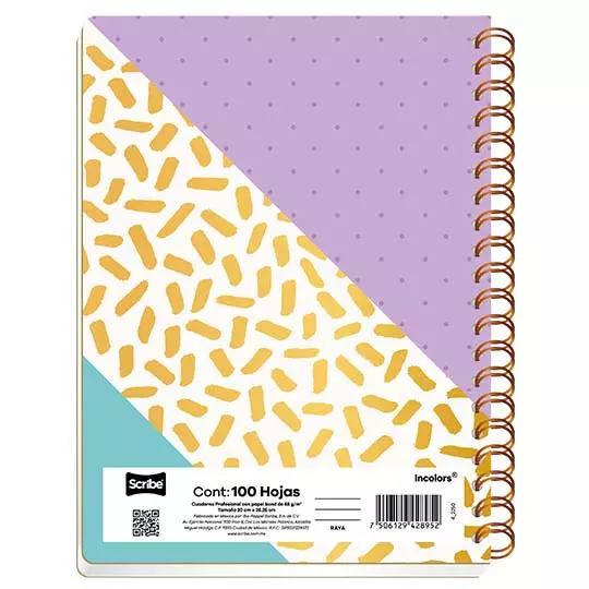 Cuaderno profesional SCRIBE Incolors raya con 100 hojas