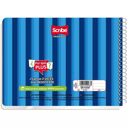 Cuaderno forma italiana SCRIBE Mega cuadro chico (5 mm) con 100 hojas