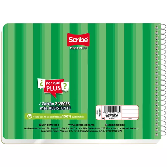 Cuaderno forma italiana SCRIBE Mega cuadro grande (7 mm) con 100 hojas