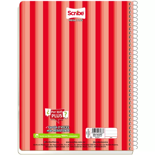 Cuaderno forma francesa SCRIBE Mega plus raya c/100 hojas