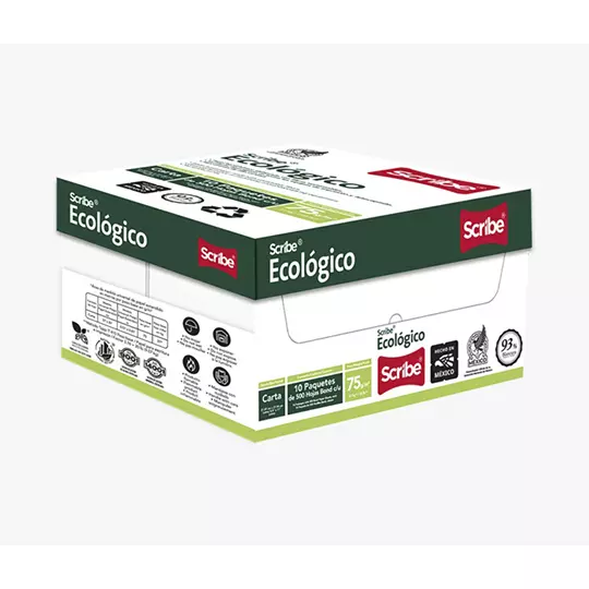 Caja de papel bond Scribe Ecológico tamaño carta 93% de blancura 75 grs 2