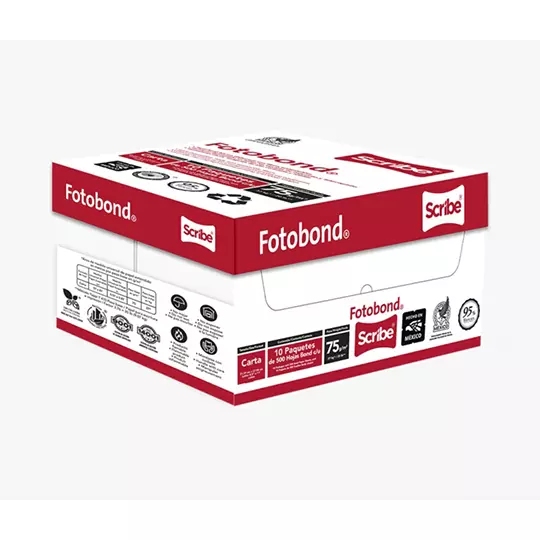 Caja de papel bond Scribe Fotobond tamaño carta 95% de blancura 75 grs 2
