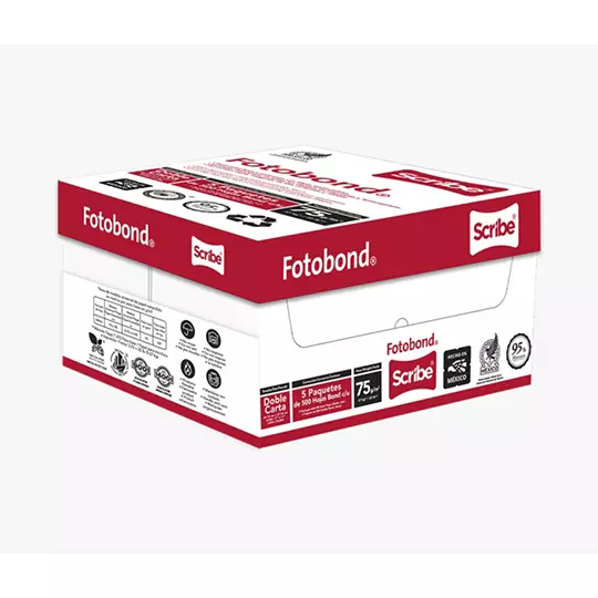 Caja de papel bond Scribe Fotobond tamaño doble carta 95% de blancura 75 grs 2