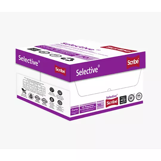 Caja de papel bond Scribe Selective tamaño carta 99% de blancura 70 grs 2