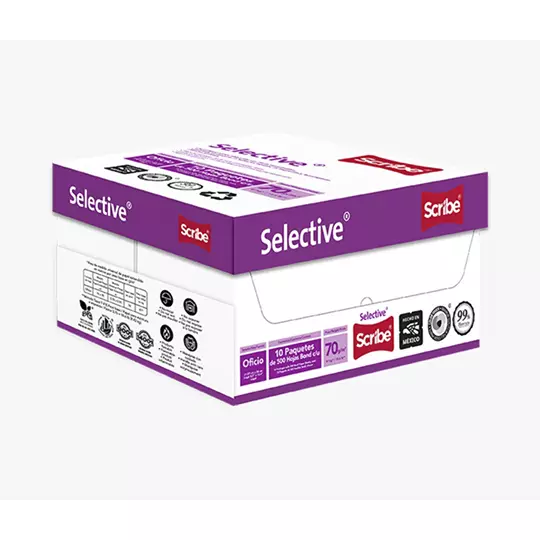 Caja de papel bond Scribe Selective tamaño oficio 99% de blancura 70 grs 2