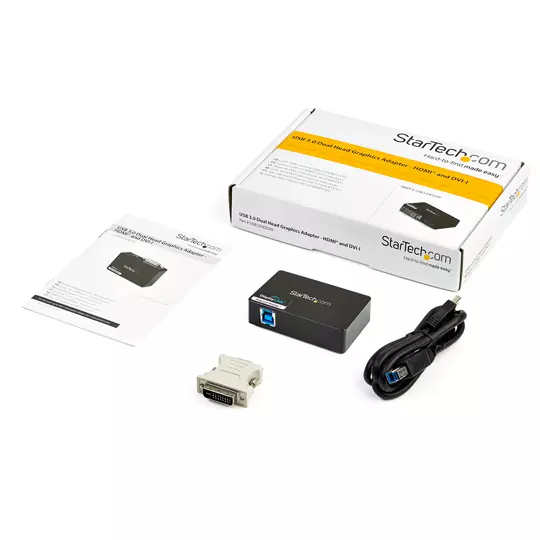 Adaptador Startech USB 3.0 a HDMI y dvi.