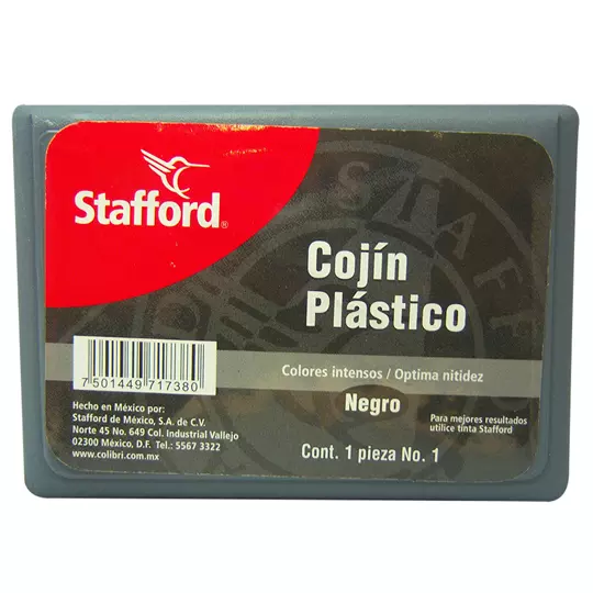 Cojín para sello Stafford estuche plástico No. 1 tinta color negro