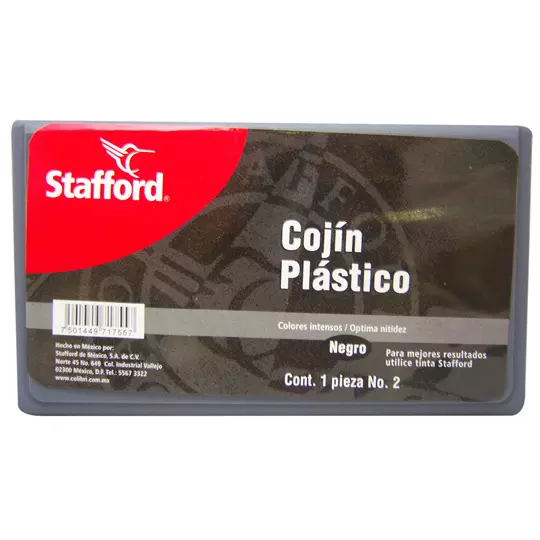 Cojín para sello Stafford estuche plástico No. 2 tinta color negro