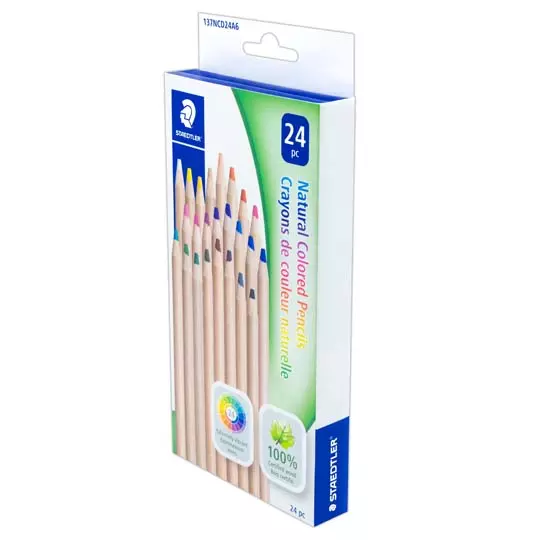 Lápices de color Staedtler de madera natural caja con 24 piezas