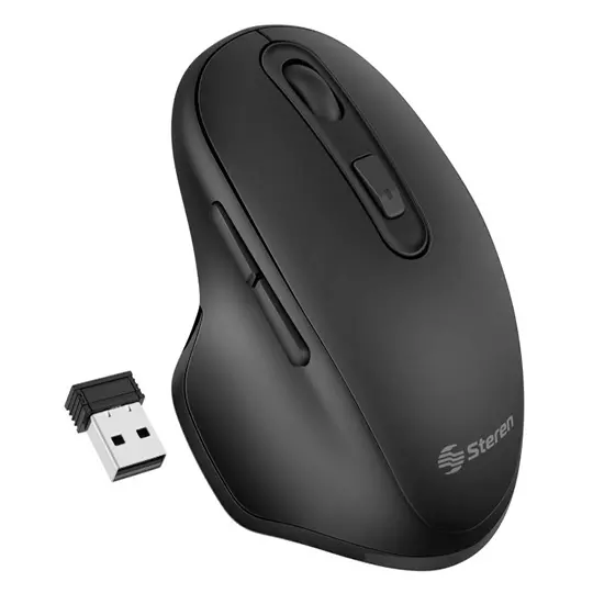 Mouse inalámbrico STEREN ergonómico con batería recargable color negro