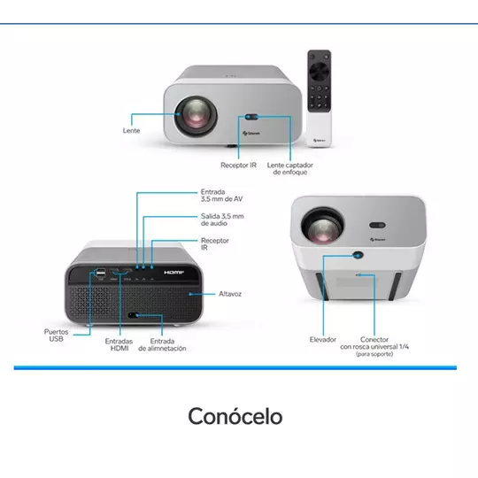 Proyector multimedia STEREN con 300 ANSIIm full HD y bluetooth