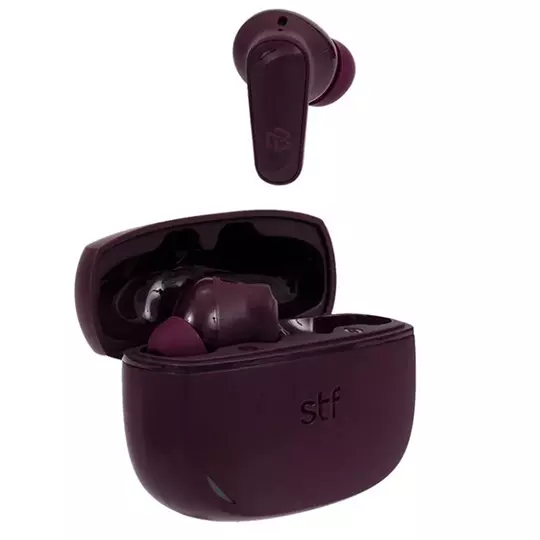 Audífonos inalámbricos STF modelo one TWS con enc color vino