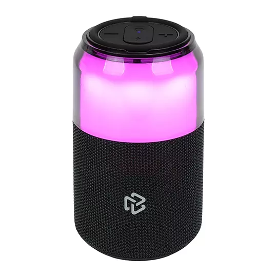 Bocina inalambrica portatil trasparente STF Mod BOLT 5W C/luz led, Color negro