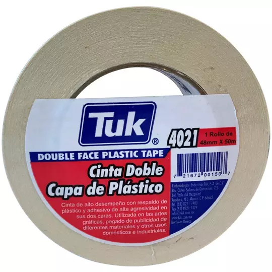 Cinta 4021 doble capa TUK 48mm x 50m 1, transparente, 1 pza