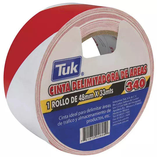 Cinta 340 delimitadora TUK 48mm x 33m , color rojo/blanco