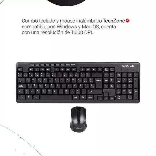 KIT Inalámbrico Mouse + Teclado TECHZTZ16COMB01-INA