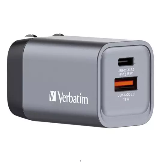 Cargador Verbatim de pared GaN - 2 puertos 35 W