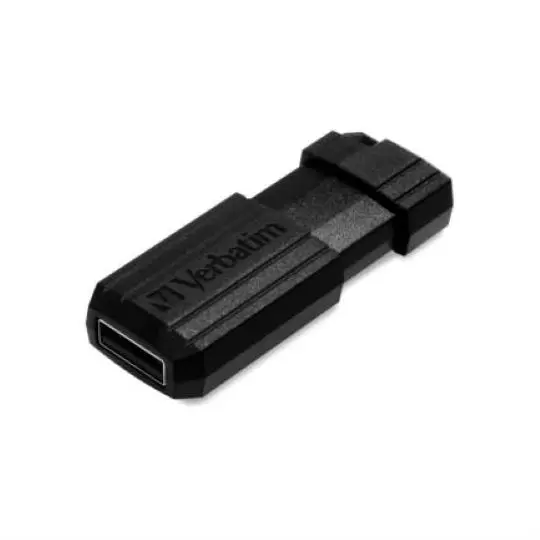USB Verbatim PinStripe 64 GB, negro, retráctil, USB 2.0.
