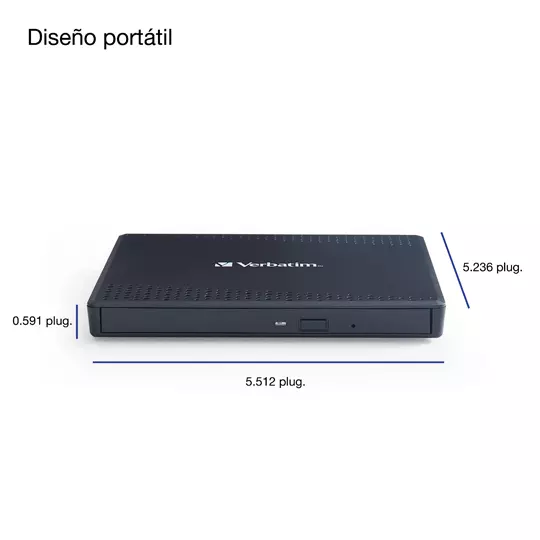 GRABADORA VERBATIM SLIMLINE DE CD/DVD USB EXTERNA.