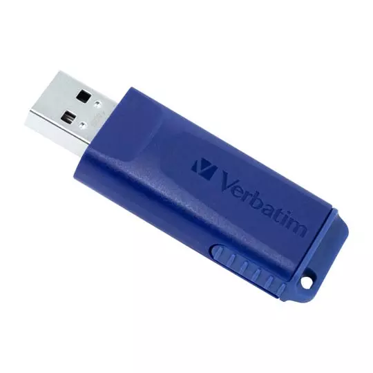 Memoria Verbatim USB 16GB retráctil azul.
