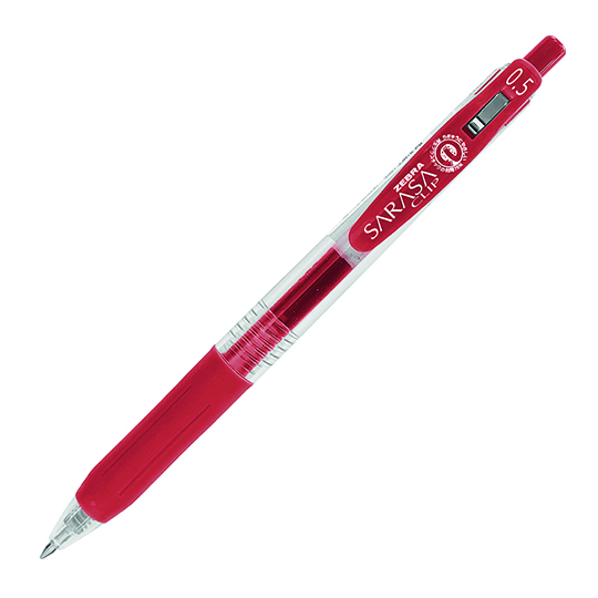 Bolígrafo de gel ZEBRA Sarasa clip punto fino rojo caja con 6 pz