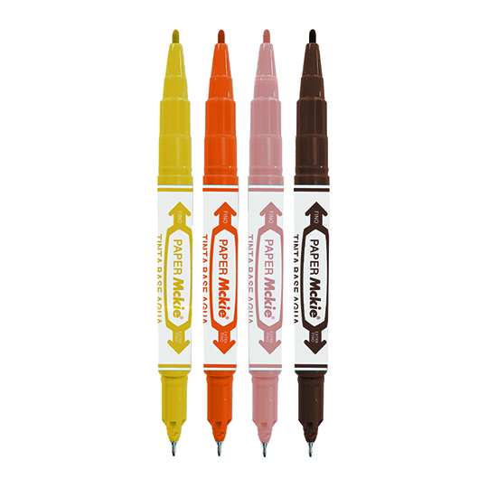 LM-Marcador ZEBRA doble punta PAPER Mckie Woody set estuche con 4 pz