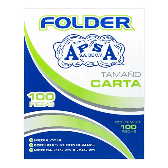 Folder canario APSA tamaño carta  , paquete con 100  piezas
