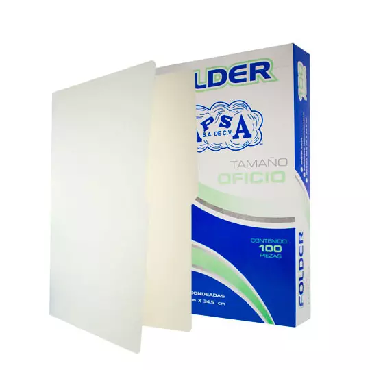 Folder crema APSA tamaño oficio  , paquete con 100  piezas