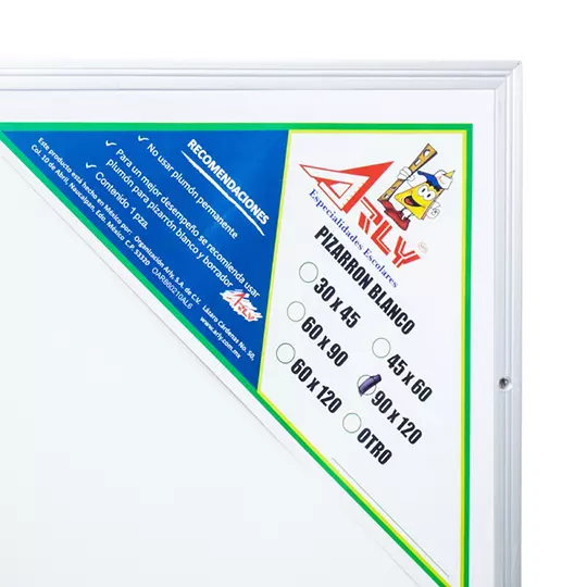 Pizarrón blanco Classic Arly 90 x 120 cm.