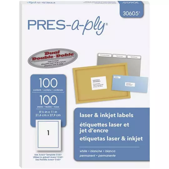 Etiqueta tecnología laser/inkjet AVERY color blanco, 21.6 x 27.9 cm 3
