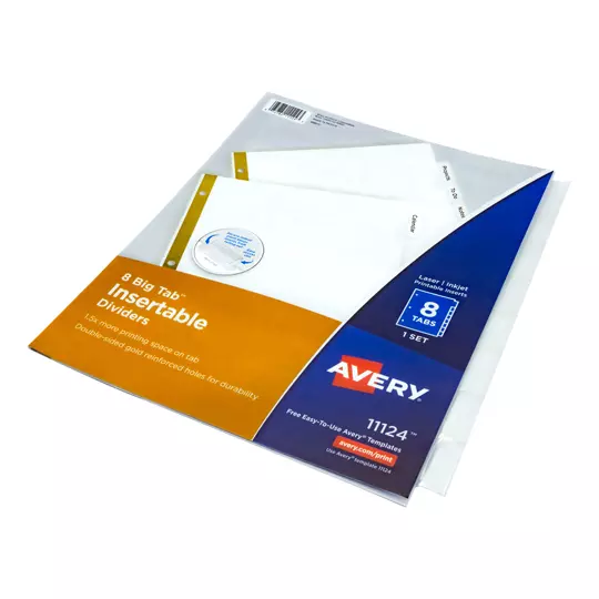 Separador blanco carta 8 divisiones AVERY tecnología laser/inkjet