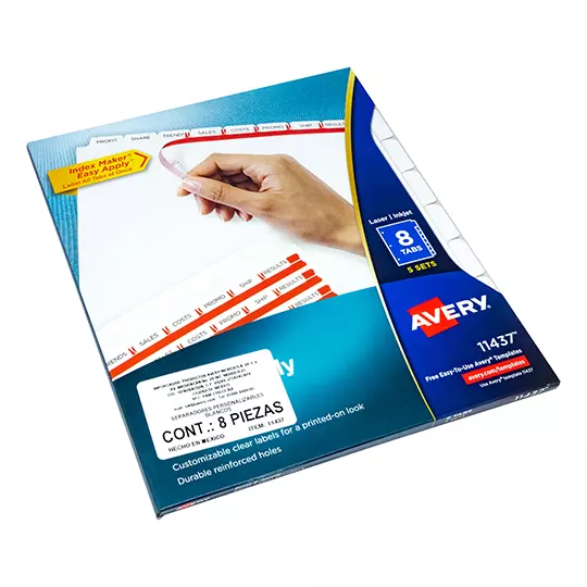 Separador blanco carta 8 divisiones AVERY tecnologia laser