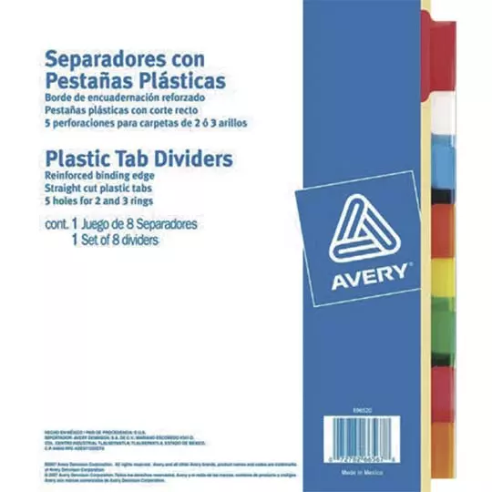 Separador basico amarillo 8 divisione AVERY tamaño carta